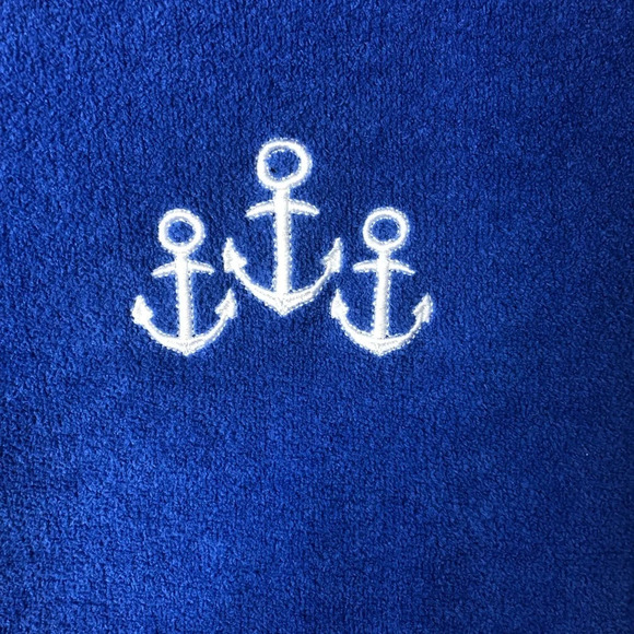 Lulu B. Sweater Pullover Royal Blue M Nautical Anchors Pocket Soft Long Sleeve - Picture 5 of 9